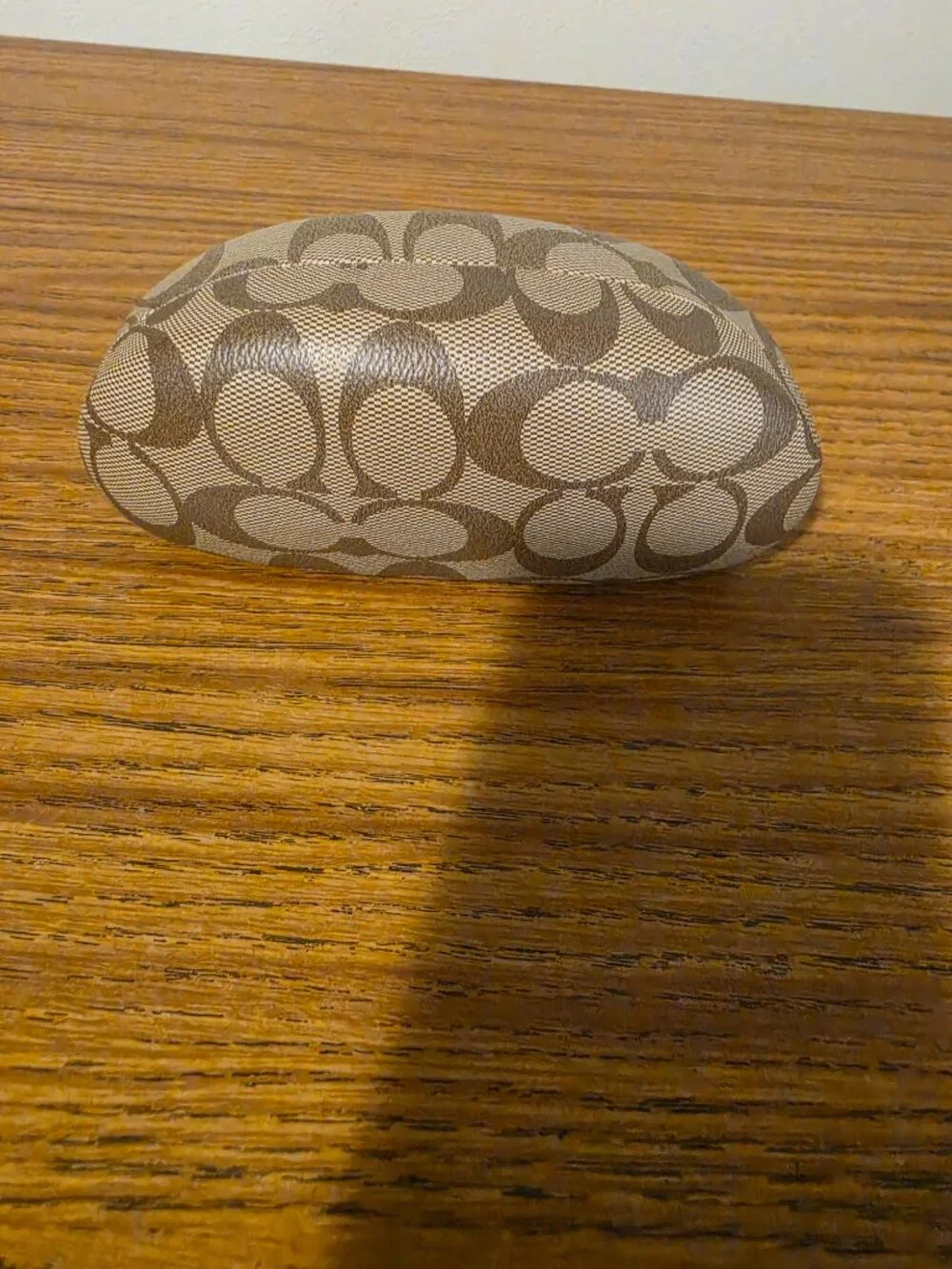 COACH Signature Glasses Case Brown Monogram Hard Clamshell Sunglasses Eyeglass